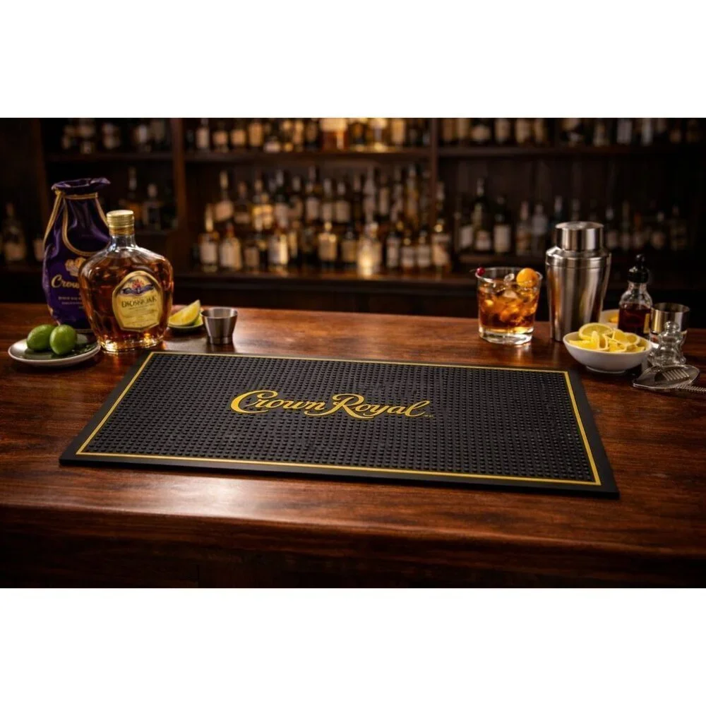 New Crown Royal Bar and Spill Mat | Canadian Whiskey Rubber Bar Mat for Drips